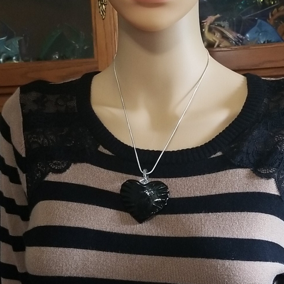 925 Reversible heart pendant necklace - Picture 6 of 6